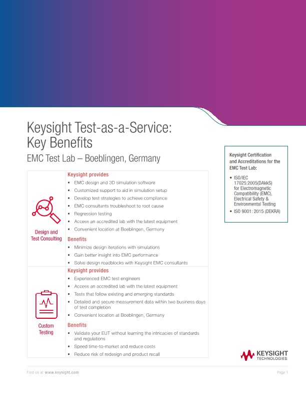Keysight TestasaService Key Benefits PDF Asset Page Keysight